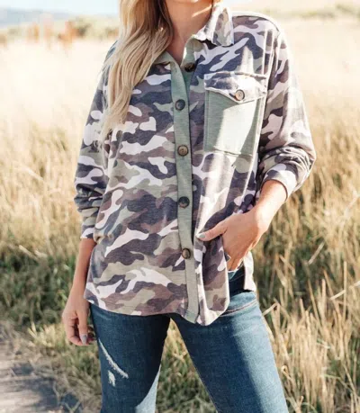 Ave Shops Cabin Hideaway Shacket In Camo In Multi