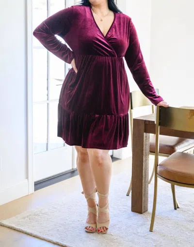 Ave Shops Jentsyn Velvet V-neck Dress In Wine In Pink