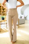 AVE SHOPS SERENITY HIGH RISE TUMMY CONTROL FLARES IN KHAKI