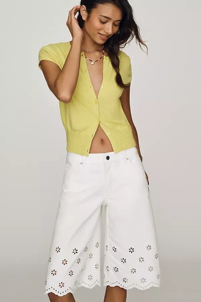Avec Les Filles 100% Cotton Long Shorts In White