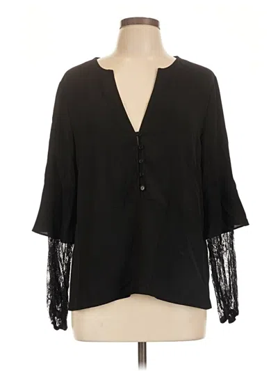 Pre-owned Avec Les Filles 3/4 Sleeve Blouse In Black
