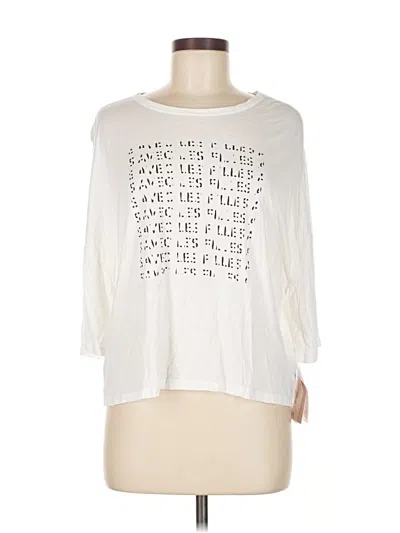 Pre-owned Avec Les Filles 3/4 Sleeve T-shirt In White