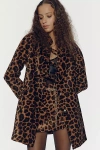 Avec Les Filles A-line Leopard Jacket In Animal Print
