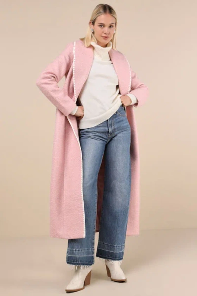 Avec Les Filles Adoring Forecast Pink Belted Coat