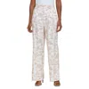 Avec Les Filles Allover Print Linen Blend Straight Leg Pants In Savanna Toile Khaki