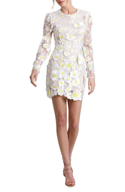 Avec Les Filles Women's Floral-embroidered Mini Dress In Daisy