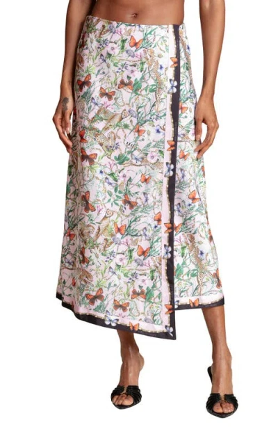 Avec Les Filles Asymmetric Faux Wrap Midi Skirt In Gray