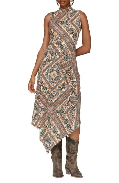 Avec Les Filles Asymmetric Hem Sleeveless Dress In Gray