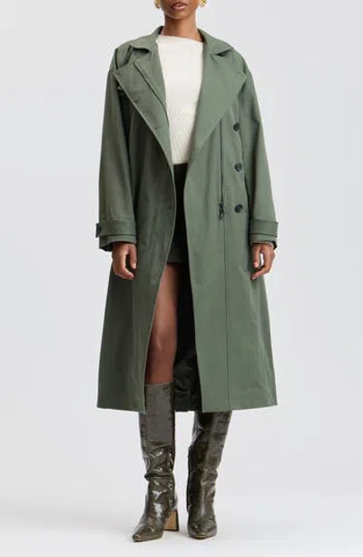 Avec Les Filles Asymmetric Oversized Trench Coat In Gray