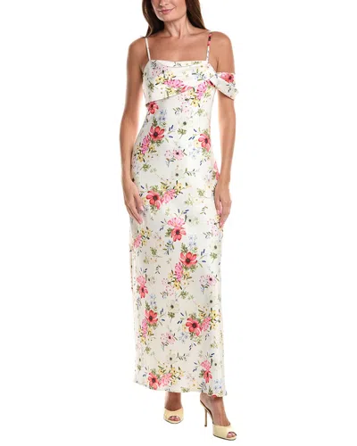 Avec Les Filles Asymmetrical Bias Maxi Dress In Multi