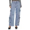 Avec Les Filles Women's Multi Pocket Wide-leg Cargo Jeans In Blue