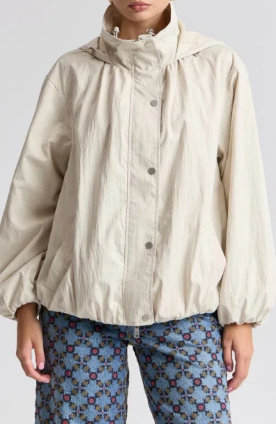 Avec Les Filles Balloon Hem Hooded Rain Jacket In Neutral
