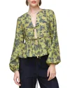 Avec Les Filles Balloon Sleeve Ruffled Shirt In Multi