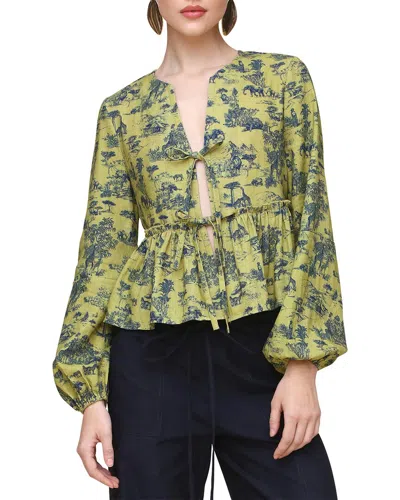 Avec Les Filles Balloon Sleeve Ruffled Shirt In Multi