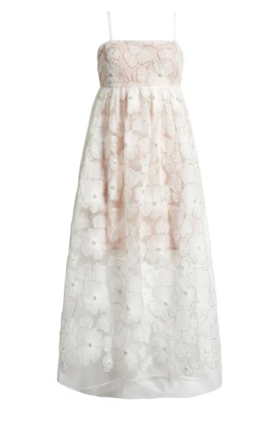 Avec Les Filles Beaded Empire Waist Midi Dress In White