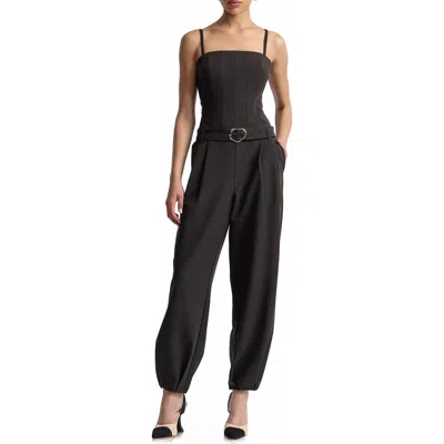 Avec Les Filles Belted Corset Jumpsuit In Black