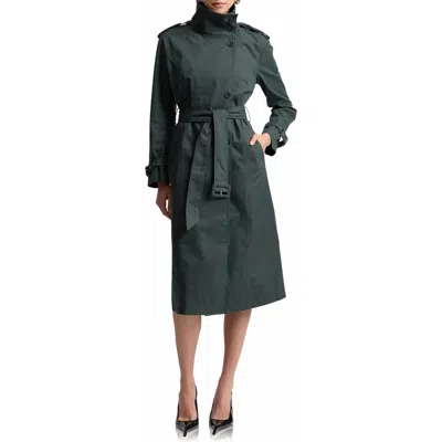 Avec Les Filles Belted Cotton Blend Trench Coat In Green