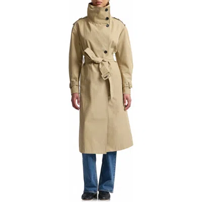 Avec Les Filles Belted Cotton Blend Trench Coat In Neutral
