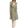 Shop Avec Les Filles Belted Drape Trench Coat In Sage