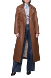 Avec Les Filles Belted Faux Leather Utility Trench Coat
