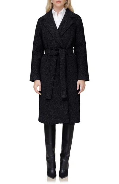 Avec Les Filles Belted Longline Coat In Black