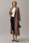 Avec Les Filles Plaid Button Back Belted Trench Coat In Multi