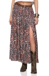 Avec Les Filles Belted Slit Maxi Skirt In White