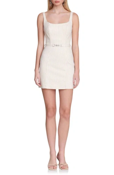 Avec Les Filles Belted Stretch Cotton Minidress In Neutral