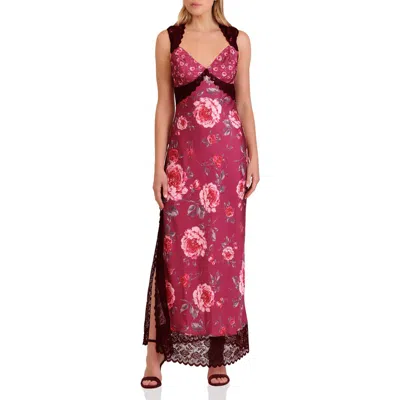 Avec Les Filles Bias Cut Lace Trim Slipdress In Multi