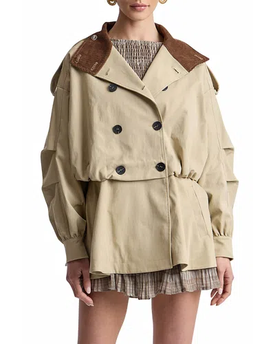 Avec Les Filles Blouson Peplum Short Trench Jacket In Neutral