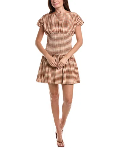 Avec Les Filles Boat Neck Drop Waist Mini Dress In Multi
