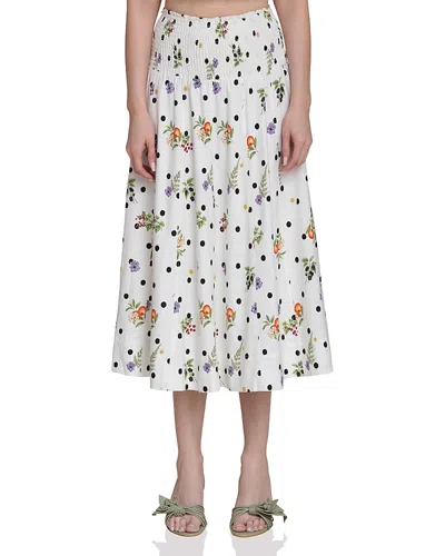Avec Les Filles Botanical Print Smock Waist Midi Skirt In Multi