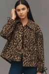 Avec Les Filles Bow-sleeve Leopard Jacket In Brown