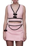 Avec Les Filles Bow Trim Sleeveless Crop Top In Pink