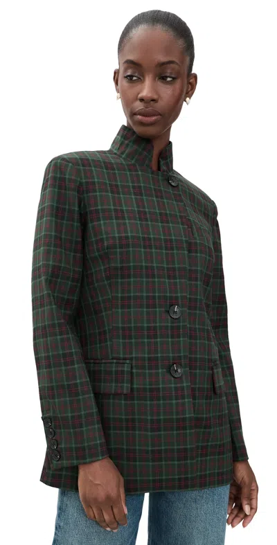 Avec Les Filles Boxy Blazer Green/red Plaid