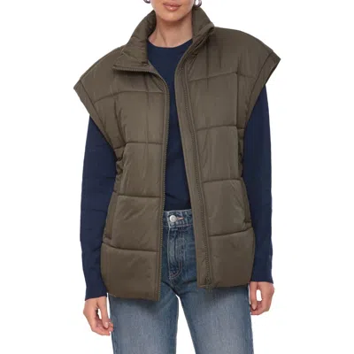 Avec Les Filles Boxy Oversize Quilted Puffer Vest In Military