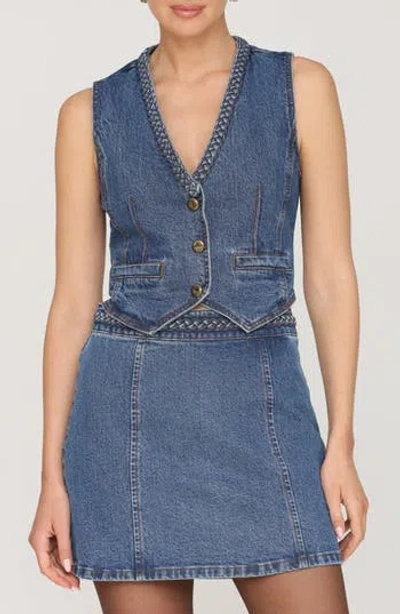 Avec Les Filles Braided Trim Vest In Blue
