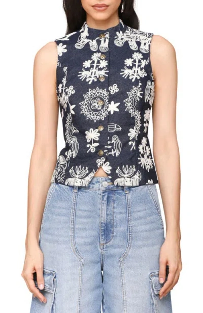 AVEC LES FILLES AVEC LES FILLES BROCADE EMBROIDERY CROP VEST