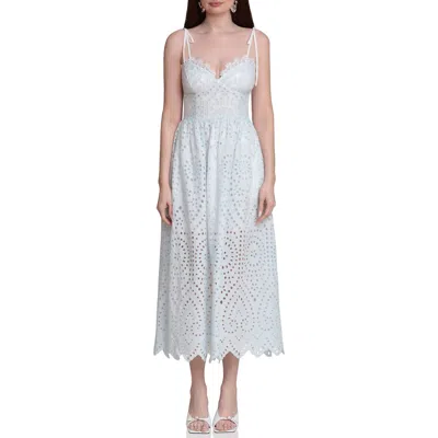 Avec Les Filles Broderie Anglaise Cotton Midi Dress In White