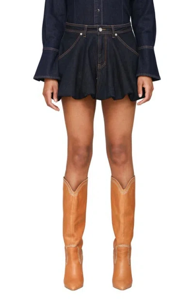 Avec Les Filles Bubble Denim Miniskirt In Blue