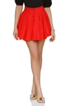 Avec Les Filles Bubble Hem Linen Blend Miniskirt In Hot Red