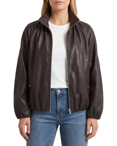 Avec Les Filles Bubble Hem Zip Bomber Jacket In Brown