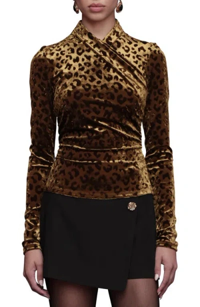 AVEC LES FILLES AVEC LES FILLES BURNOUT LEOPARD PRINT SURPLICE TOP