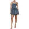 Avec Les Filles Bustier Denim Minidress In Blue