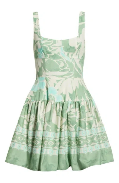 Avec Les Filles Bustier Fit & Flare Minidress In Green