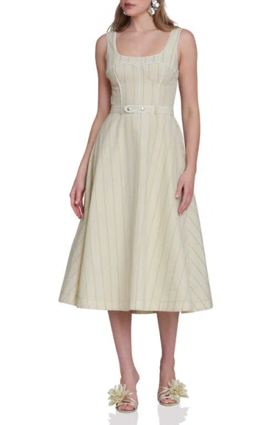 Avec Les Filles Bustier Gingham Stripe Sundress In Gray