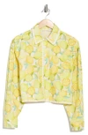 Avec Les Filles Button Down Crop Shirt In Yellow