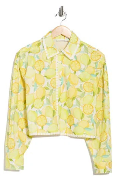 Avec Les Filles Button Down Crop Shirt In Yellow