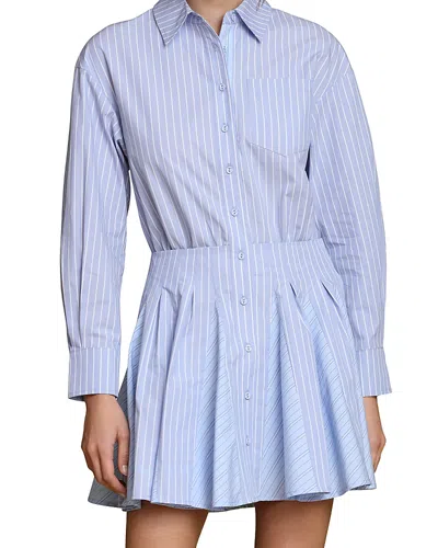 Avec Les Filles Button Front Dress In Blue