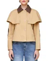 Avec Les Filles Cape Cropped Trench Jacket In Khaki
